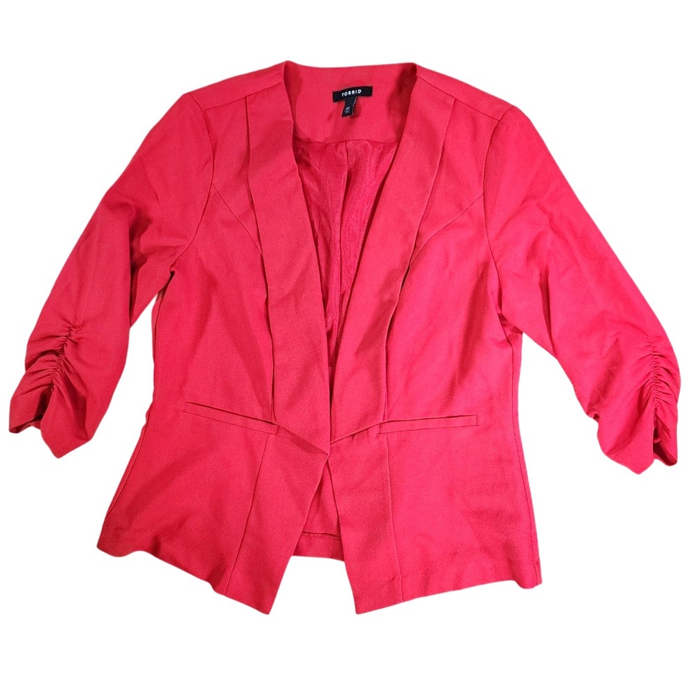 Torrid‎ Red Open Front 3/4 Sleeve Blazer Women Size 00 Size 10 US